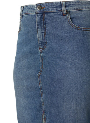 Denim nederdel med slids foran, Blue denim, Packshot image number 2