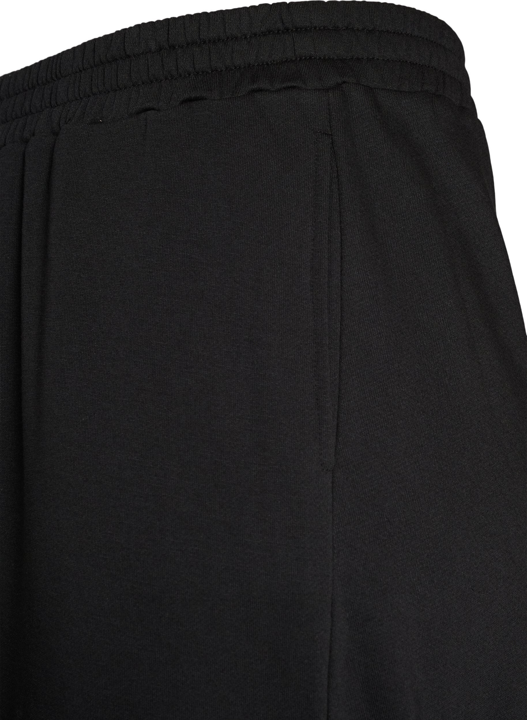 ZizziSweatbukser med h&oslash;j talje og vide ben, Sort, Packshot image number 2