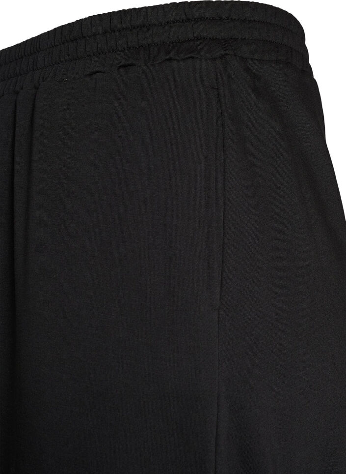 Sweatbukser med h&oslash;j talje og vide ben, Sort, Packshot image number 2