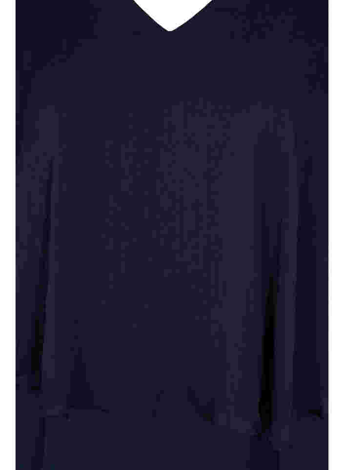 Kortærmet midikjole med v-udskæring, Navy Blazer, Packshot image number 2
