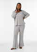 Jerseybluse med ribstruktur og V-hals, Gr&aring;, Model image number 1