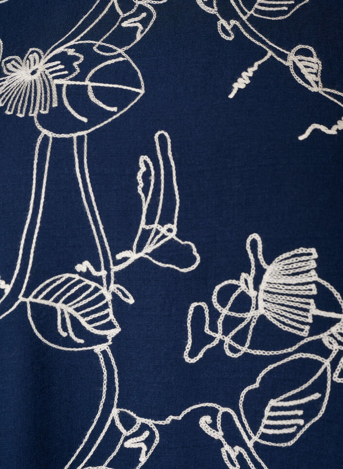 Kort&aelig;rmet bluse med broderet m&oslash;nster, Bl&aring;, Packshot image number 2
