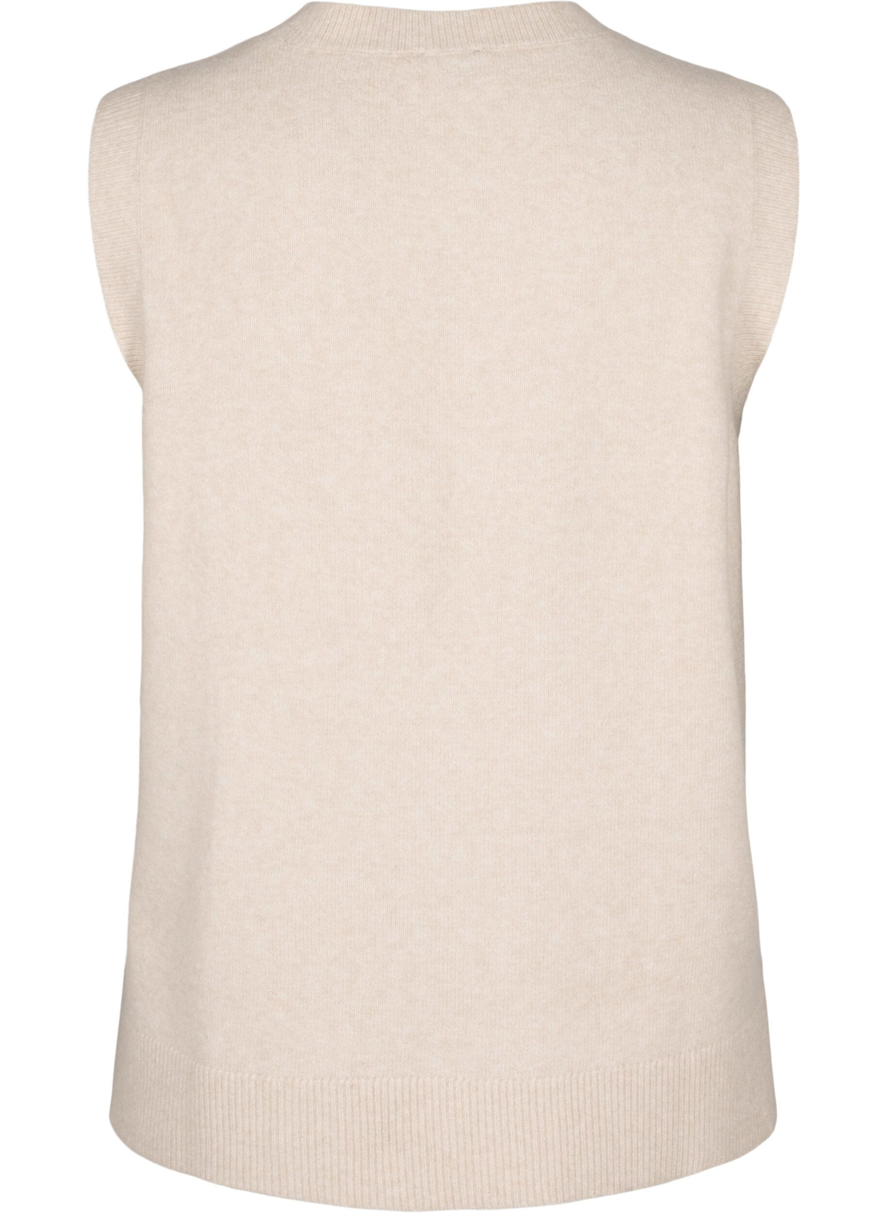 Zizzi Strikvest med ribkant, Pumice Stone Mel., Packshot image number 1