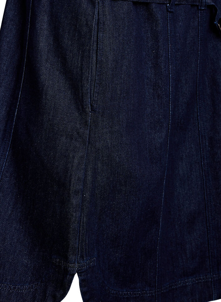 Denimkjole med b&aelig;lte og 3/4-&aelig;rmer, Bl&aring;, Packshot image number 4