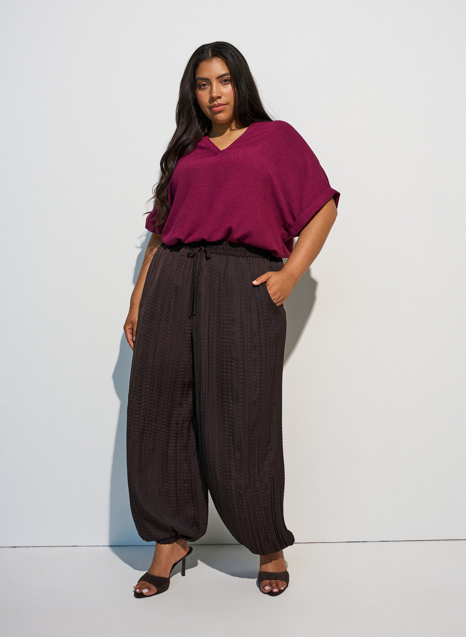 ZizziL&oslash;s bluse med korte &aelig;rmer, R&oslash;d, Model image number 1