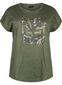 T-shirt i økologisk bomuld med guldtryk