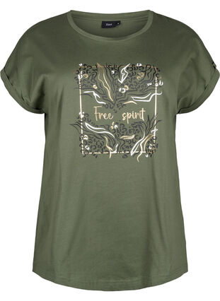 T-shirt i økologisk bomuld med guldtryk, Thyme W. Free, Packshot image number 0