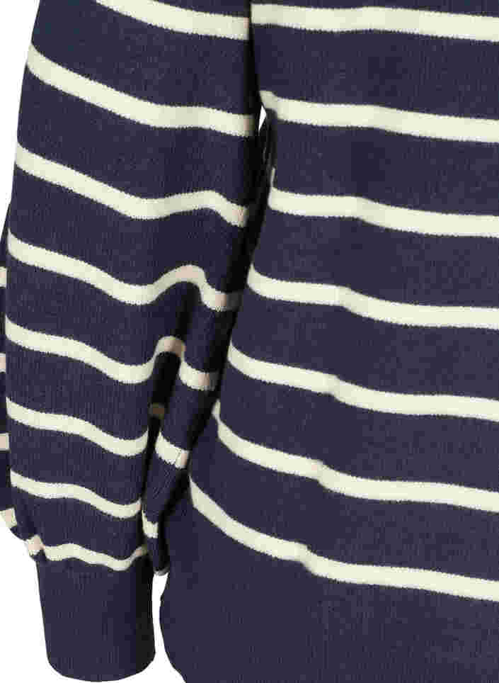 Stribet strikbluse med ballonærmer, Navy Blazer W/Stripe, Packshot image number 3