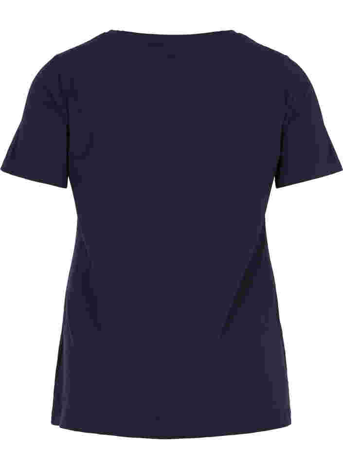 Ensfarvet basis t-shirt i bomuld, Night Sky, Packshot image number 1