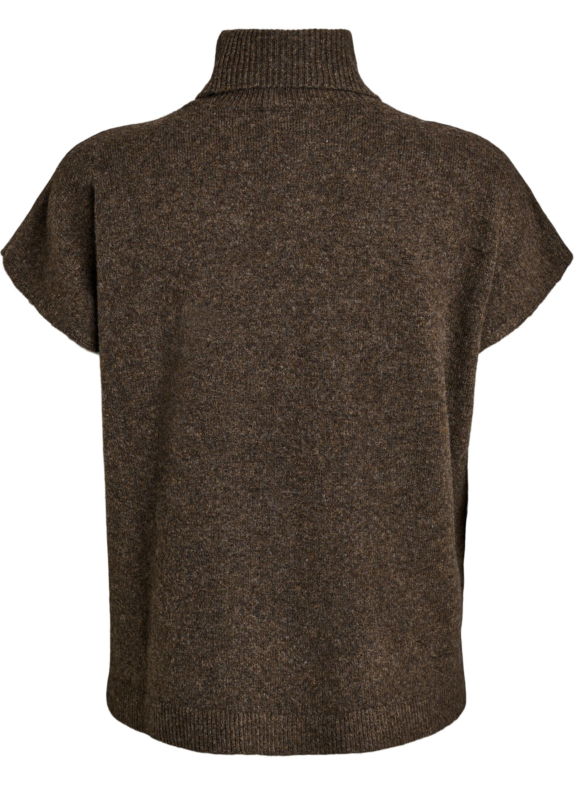 ZizziStrikvest med rullekrave, Brun, Packshot image number 1