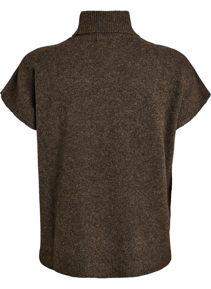 Strikvest med rullekrave, Brun, Packshot image number 1