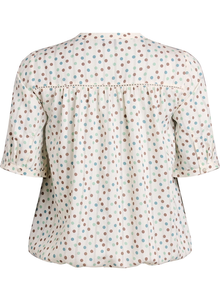 Bluse med print og 1/2 &aelig;rmer, Hvid, Packshot image number 1