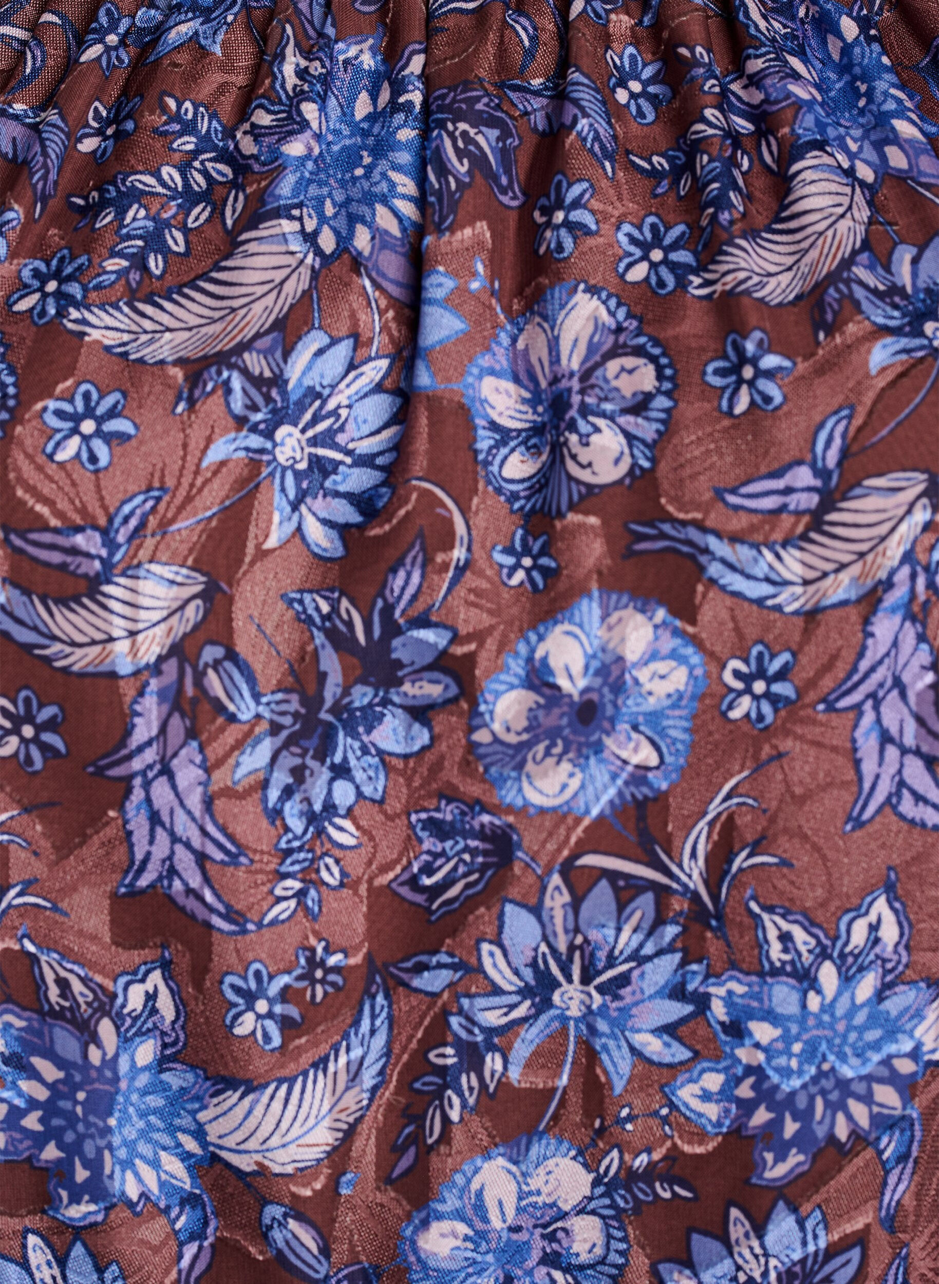 ZizziBlomstret bluse med fl&aelig;se&aelig;rmer, Brun, Packshot image number 2
