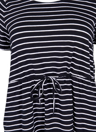 Stribet tunika i bomuld med korte ærmer, Black Stripe, Packshot image number 2