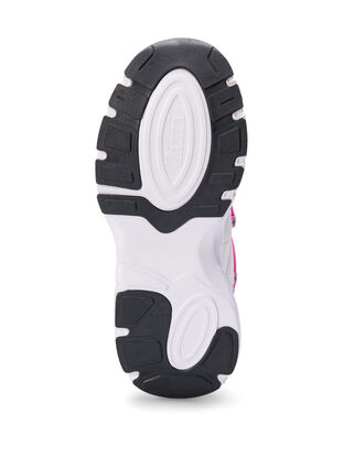 Wide fit sneakers med kontrastfarvet snøredetalje, White w. Pink, Packshot image number 4