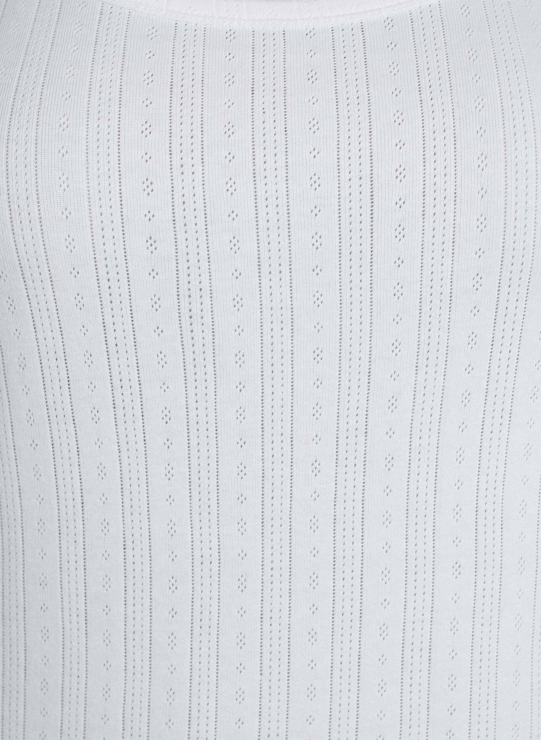 ZizziNattop i &oslash;kologisk bomuld med strukturm&oslash;nster, Hvid, Packshot image number 2
