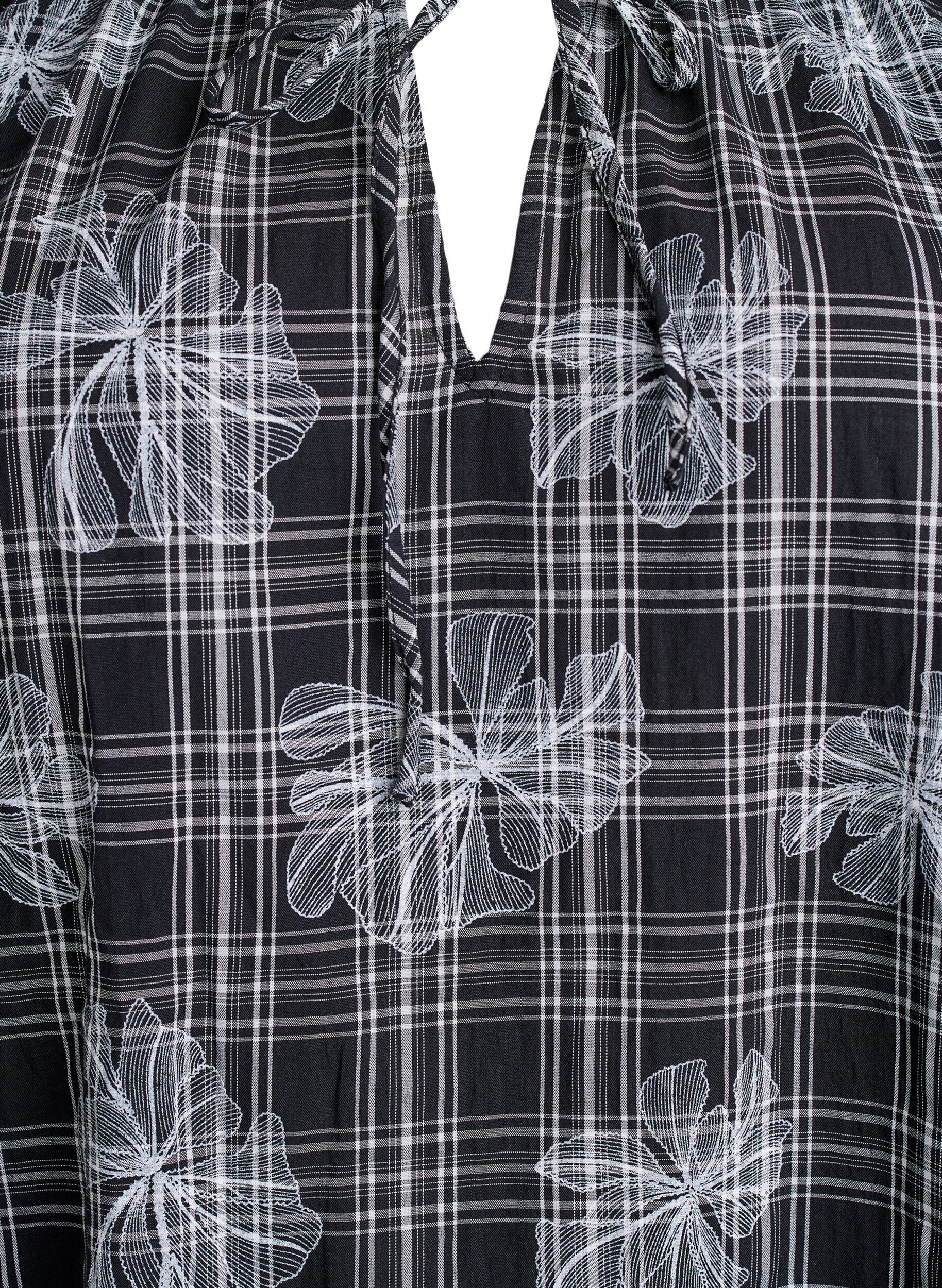 Zizzi Kort kjole med tern og blomsterprint, Sort, Packshot image number 2