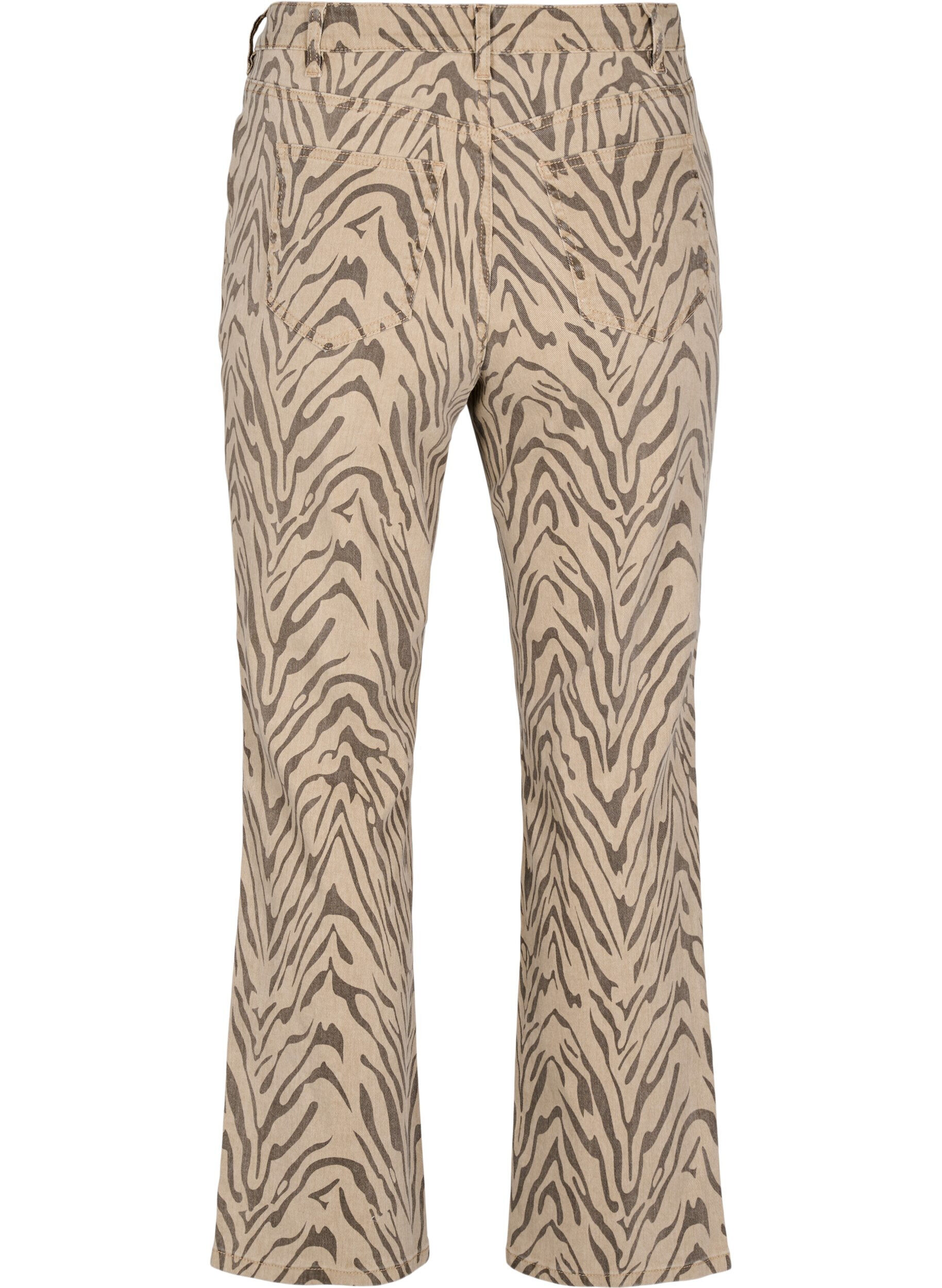 Zizzi Regular fit jeans med zebram&oslash;nster, Brun, Packshot image number 1