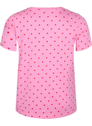 Bomulds t-shirt med hjerter, Rosebloom AOP, Packshot image number 1