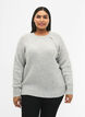 Meleret strikbluse med perleknapper, Light Grey Melange, Model image number 0