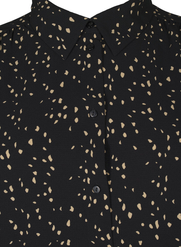 Prikket skjorte med krave, Black w. Dot AOP, Packshot image number 2