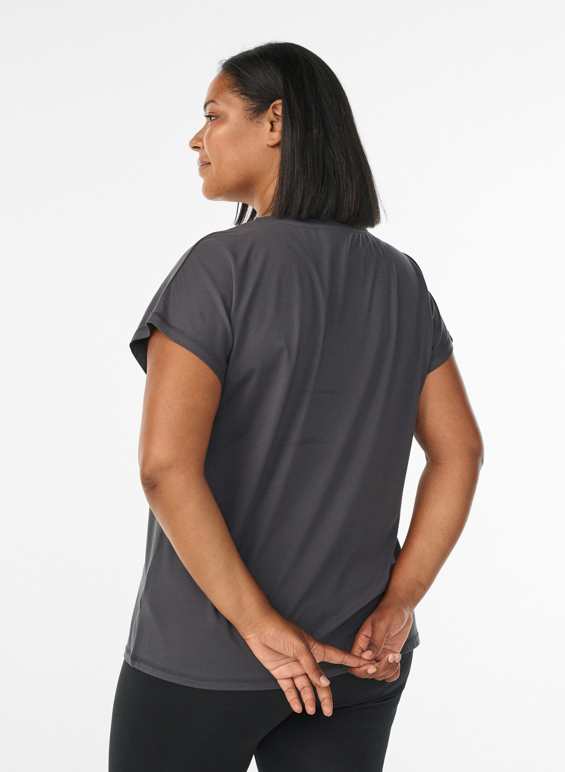 ZizziEnsfarvet tr&aelig;nings t-shirt, Gr&aring;, Model image number 2
