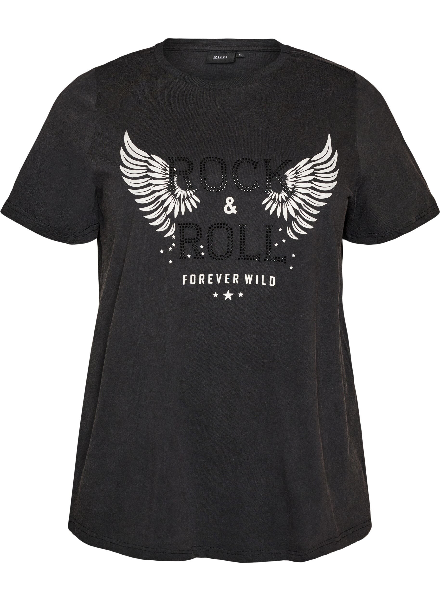 ZizziT-shirt i &oslash;kologisk bomuld med motiv, Sort, Packshot image number 0
