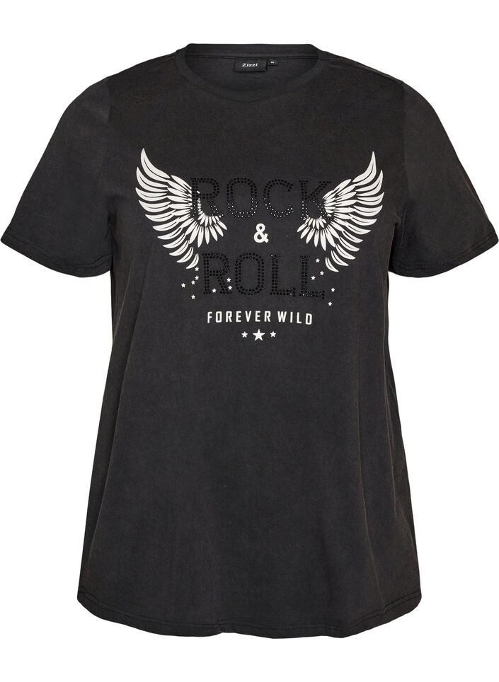 T-shirt i &oslash;kologisk bomuld med motiv, Sort, Packshot image number 0
