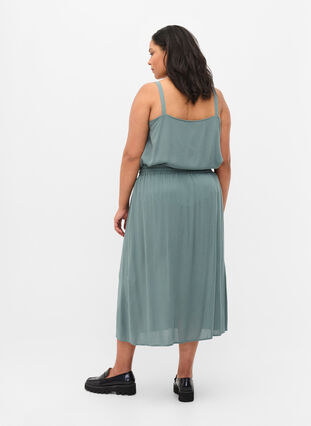 Viskose midi nederdel med slids, Balsam Green, Model image number 1