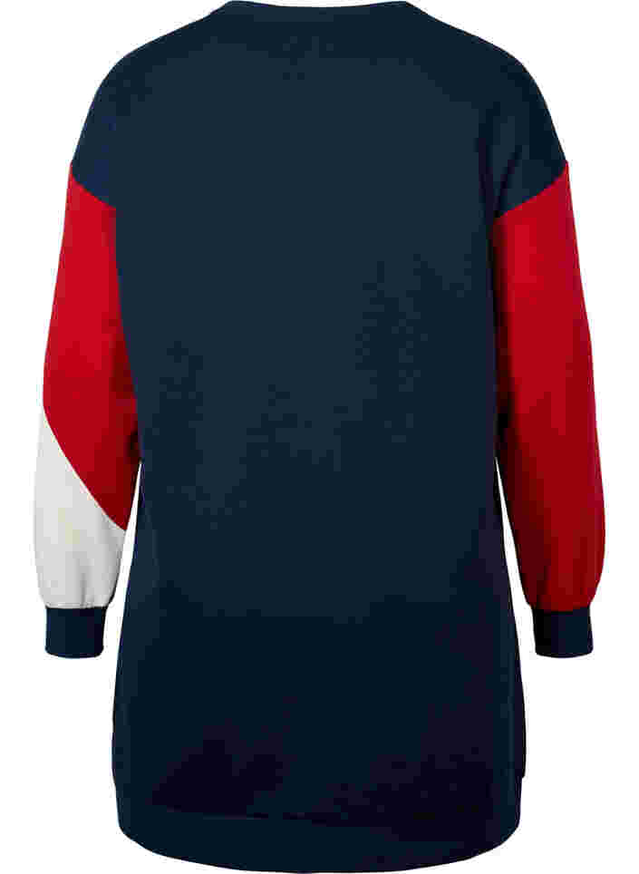 Lang sweatshirt med colorblock, Navy Color Block, Packshot image number 1