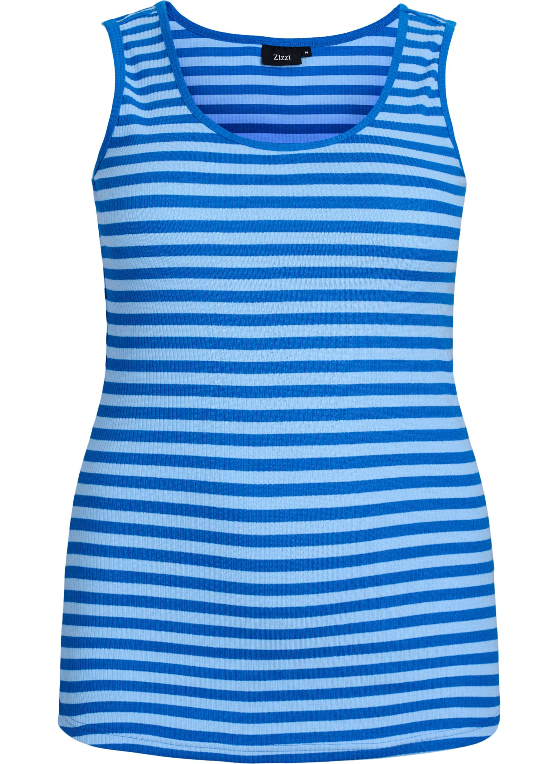 Stribet tanktop med ribstruktur