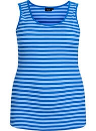 Stribet tanktop med ribstruktur, Bl&aring;