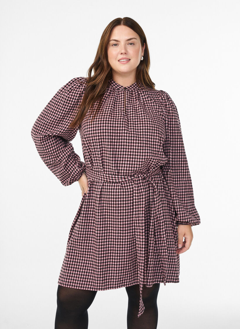 Ternet kort kjole med bindebånd, Rød, Model image number 0