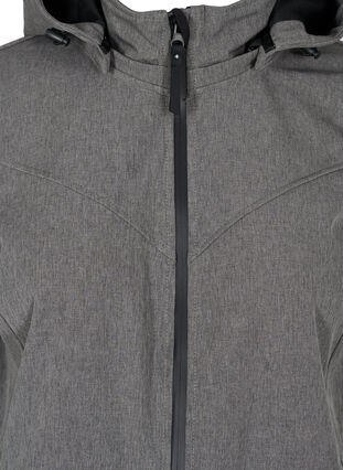Softshell jakke med aftagelig hætte, Medium Grey Melange, Packshot image number 2