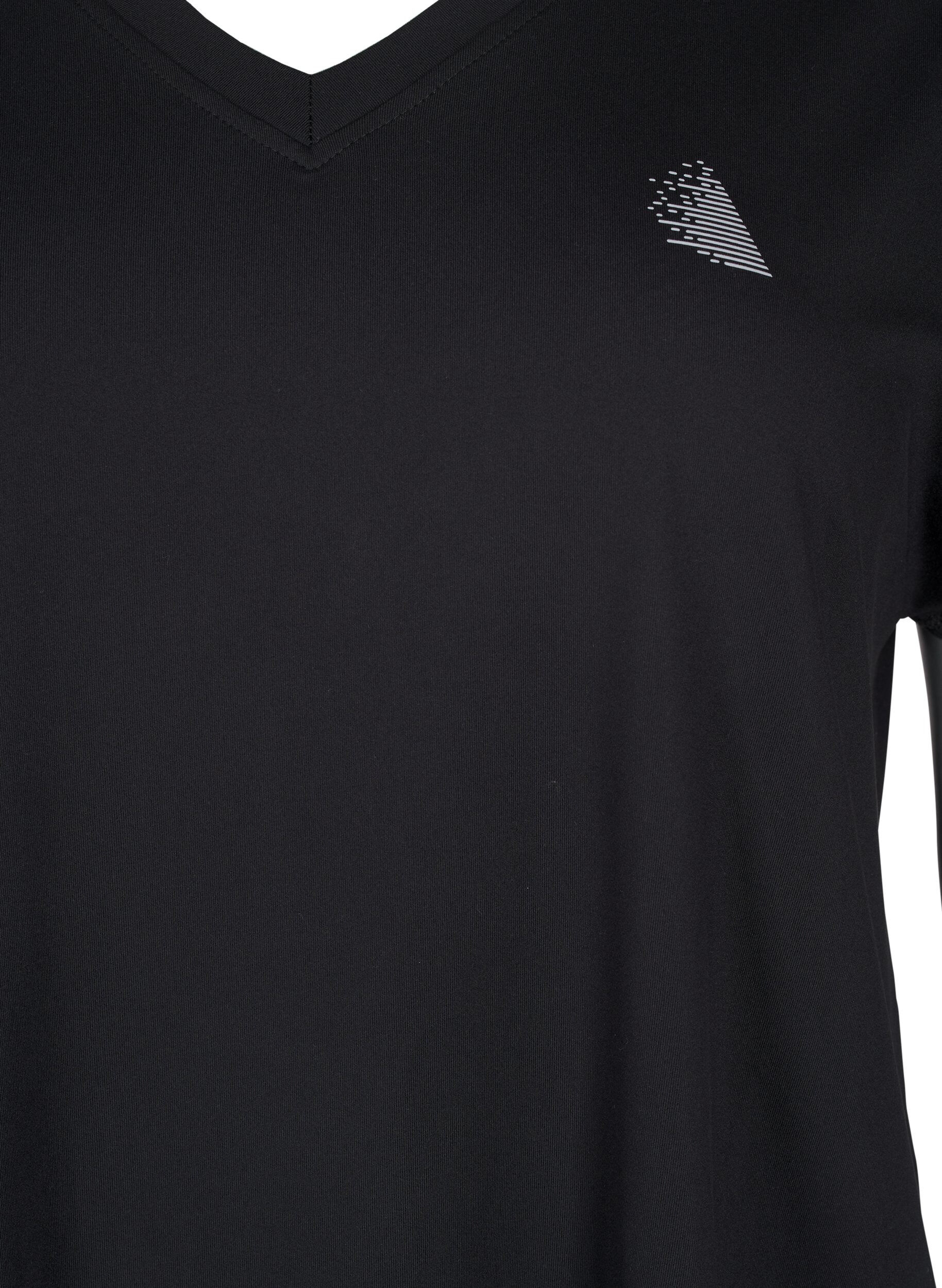 Zizzi Tr&aelig;nings t-shirt med v-hals, Black, Packshot image number 2
