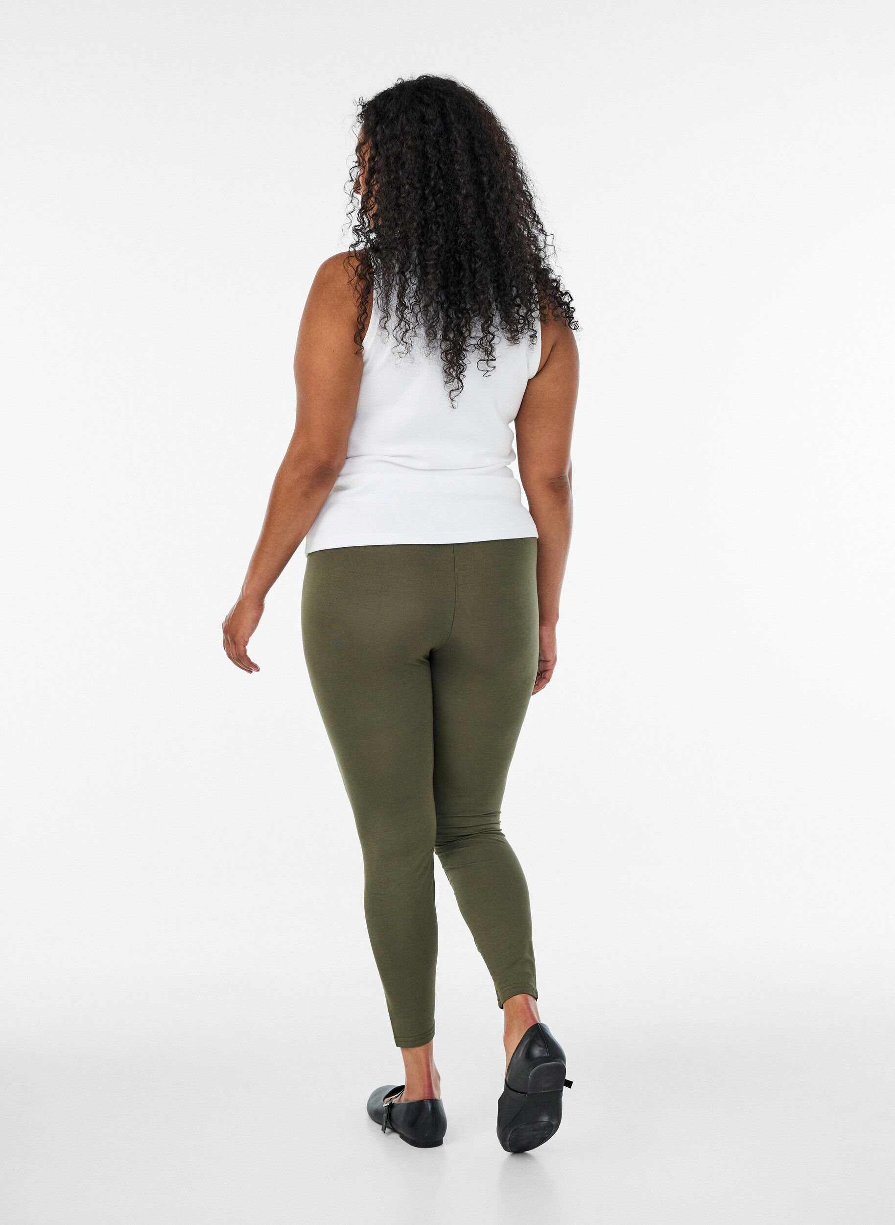 ZizziBasis leggings i viskose, Gr&oslash;n, Model image number 2