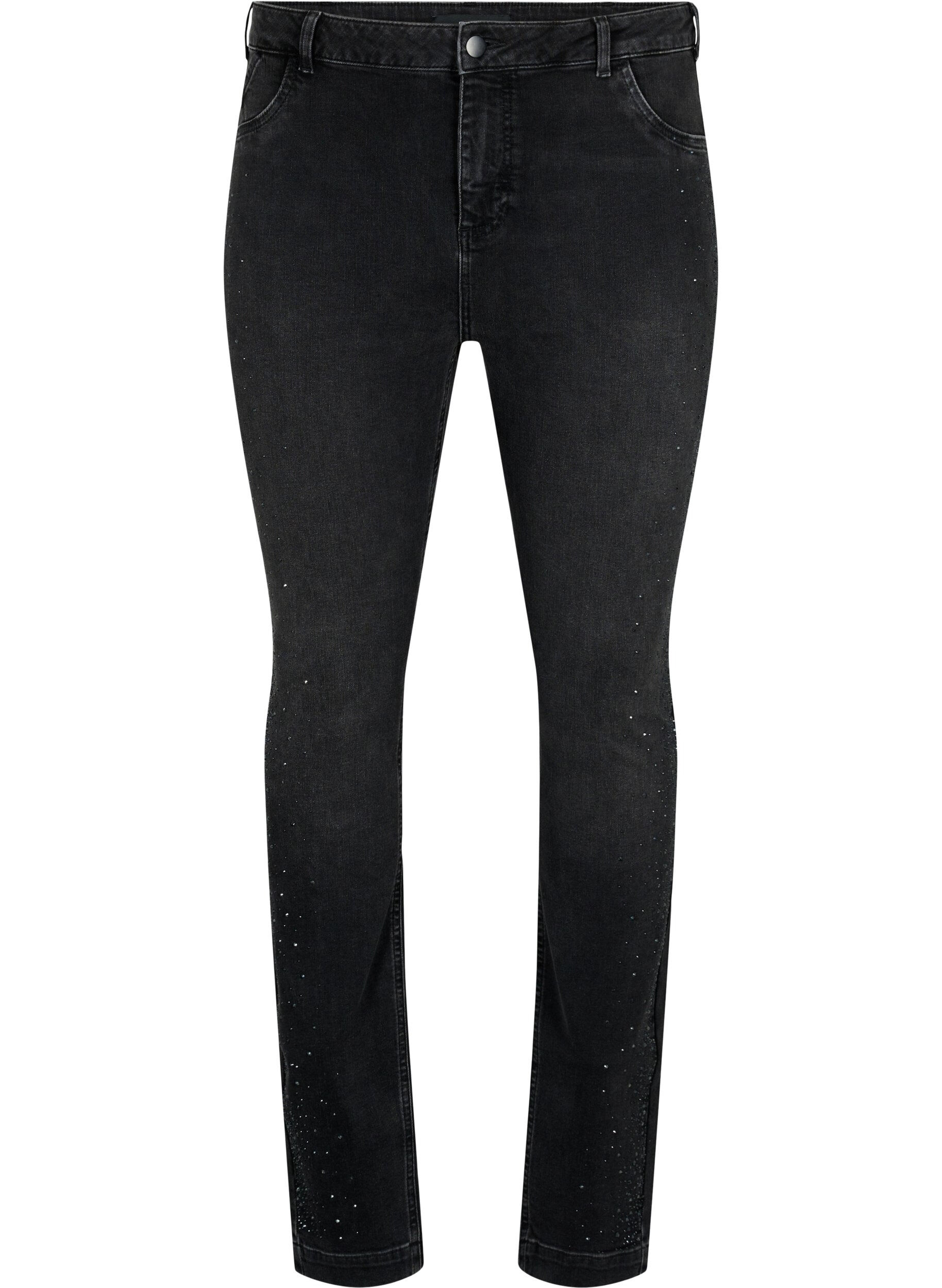 Zizzi H&oslash;jtaljede Amy jeans med similisten, Grey Denim, Packshot image number 0
