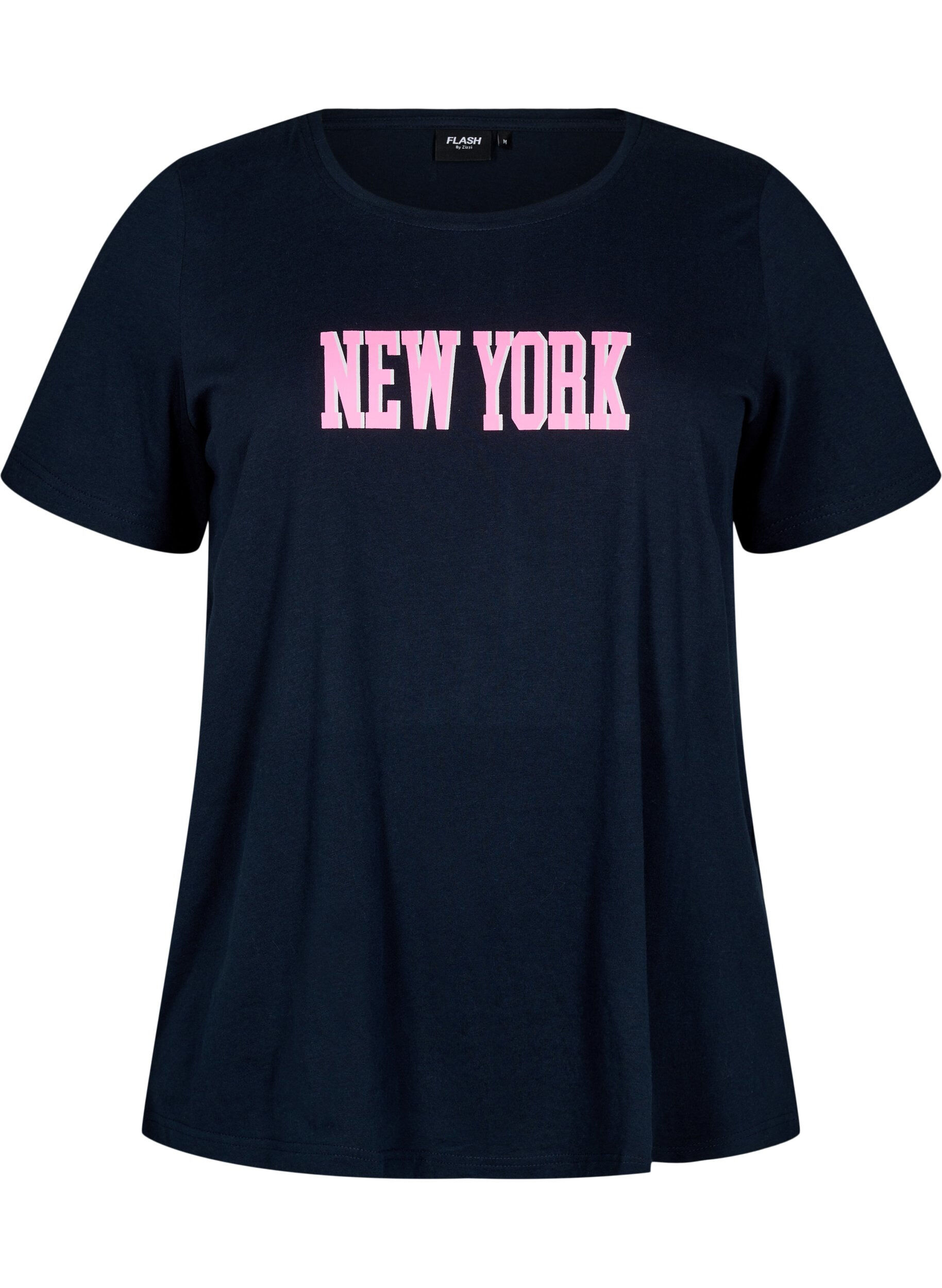 Zizzi FLASH - T-shirt med motiv, Bl&aring;, Packshot image number 0