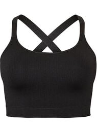 Seamless sports-bh med ribstruktur, Sort