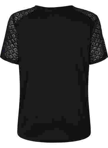 T-shirt med blonde ærmer, Black, Packshot image number 1