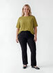 Kort&aelig;rmet v&aelig;vet bluse med rund hals, Gr&oslash;n, Model image number 1