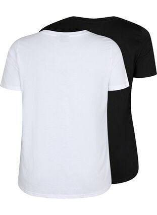 2-pak t-shirt med v-udskæring, Bright White / Black, Packshot image number 1