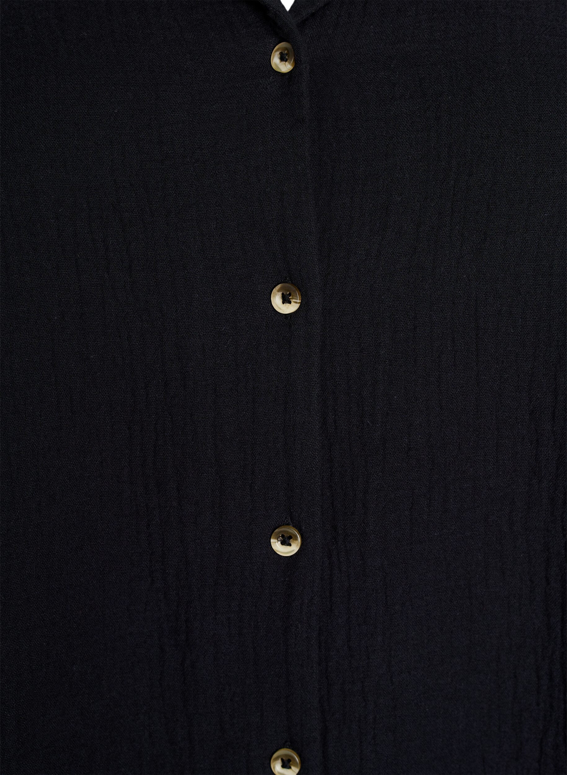 Zizzi Kort&aelig;rmet skjorte i bomuldsmusselin, Sort, Packshot image number 2