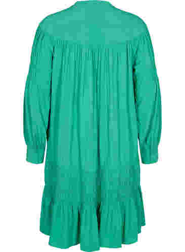 Langærmet viskose kjole med smockdetaljer, Mint, Packshot image number 1