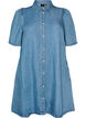 Denimkjole i lyocell med knapper og korte &aelig;rmer, Bl&aring;, Packshot image number 0