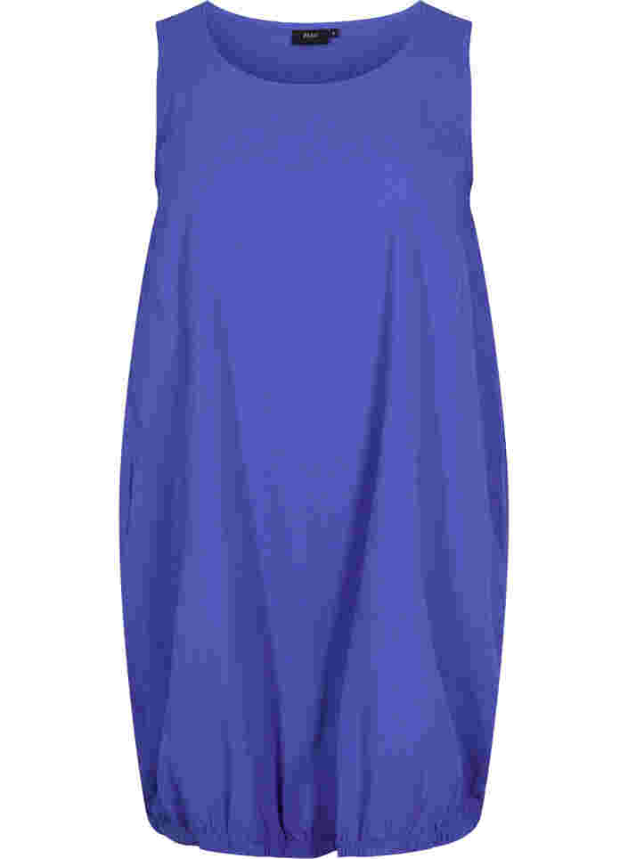 Ærmeløs kjole i bomuld, Dazzling Blue, Packshot image number 0