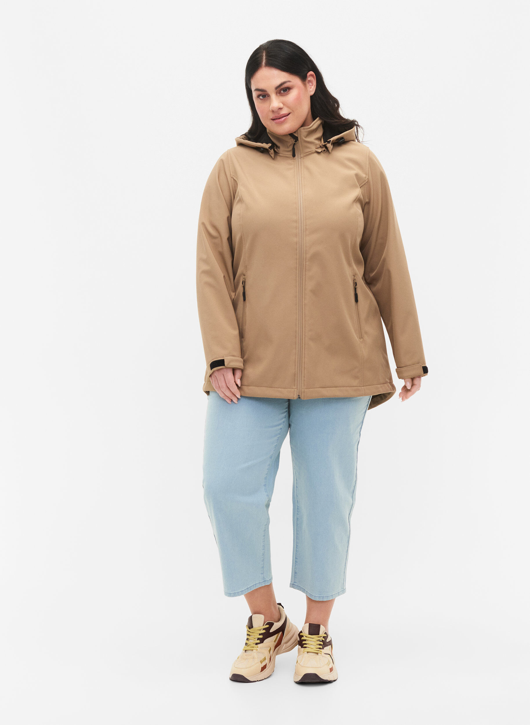 Zizzi Softshell jakke med aftagelig h&aelig;tte, Amphora, Model image number 2