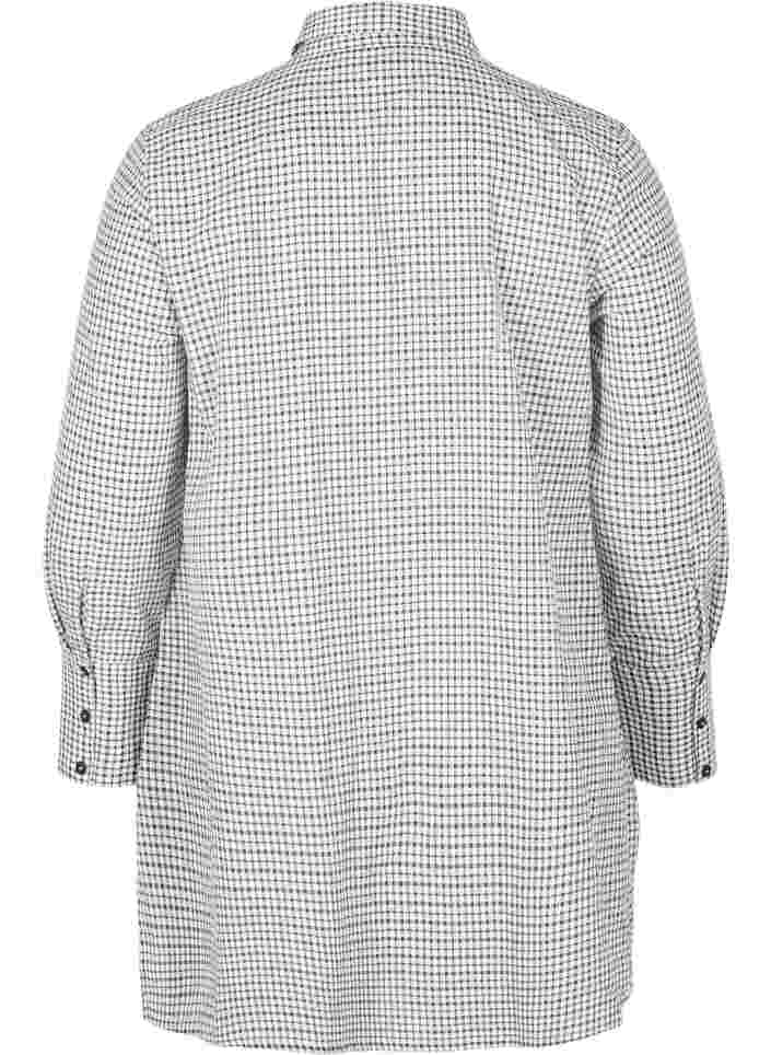 Ternet skjorte tunika med bindedetalje, Black/White Check, Packshot image number 1