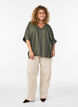 Bluse i viskose med crochetb&aring;nd og knapper, Gr&oslash;n, Model image number 1