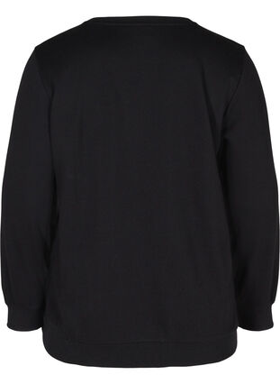 Sweatshirt med tekstprint , Black w. White AOP, Packshot image number 1